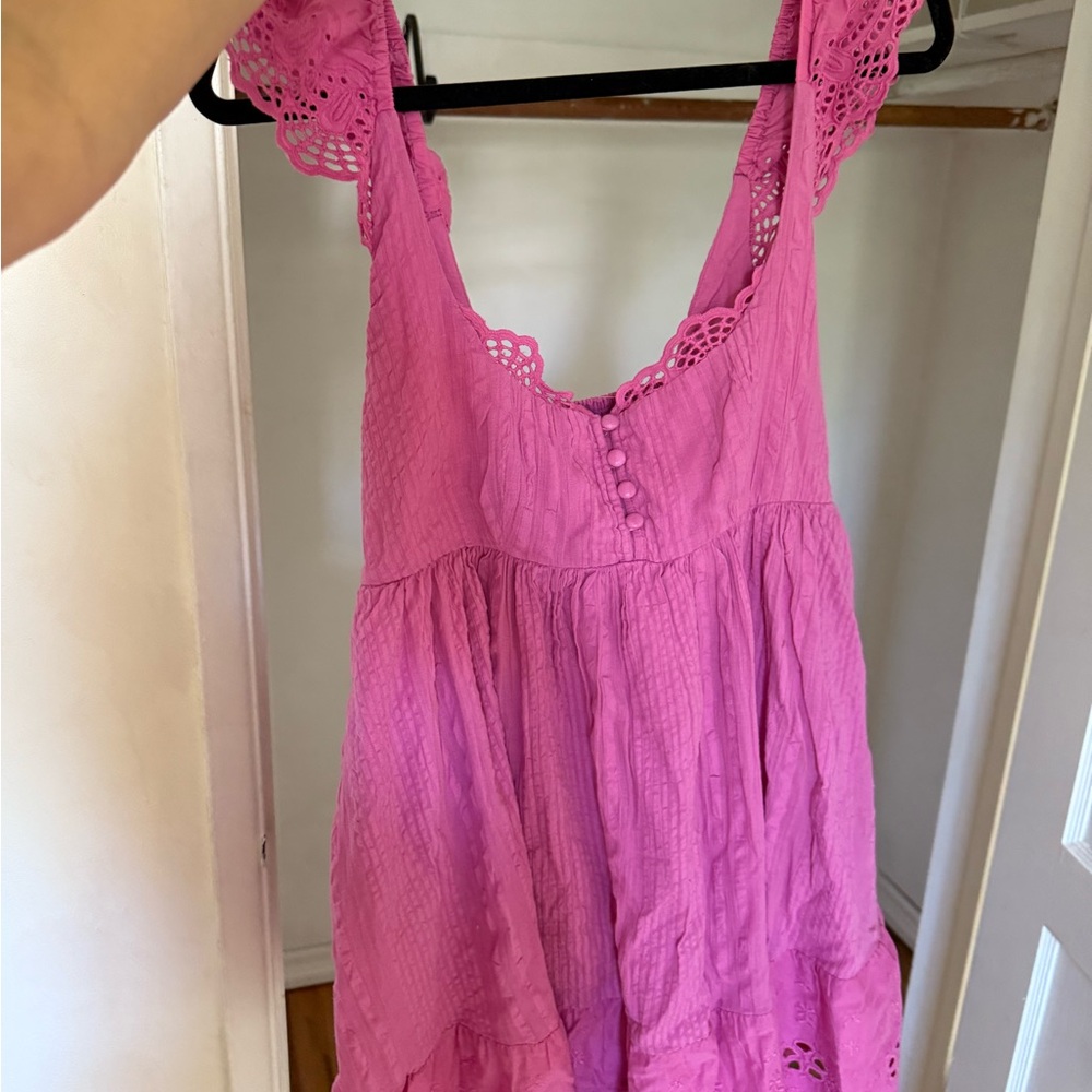 Pink Babydoll Mini Dress with lace